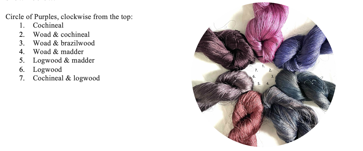 HOW TO MAKE PURPLE DYE WITH COCHINEAL, ORGANIC COLOR, WOOL SILK COTTON, RAINBOW PALETTE